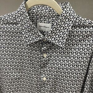 Salvatore Ferragamo Monochrome Patterned Men's Shirt
